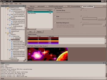 The CPC.Net window, showing a project tree, a palette editor and a build log