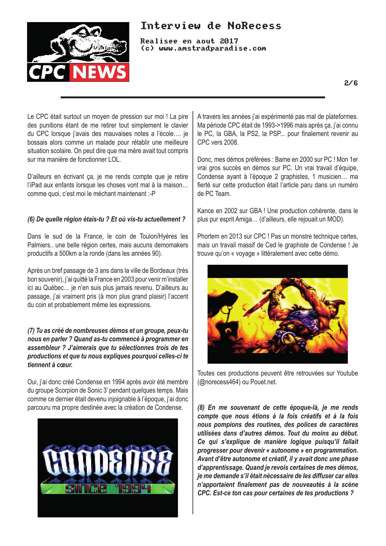 Page 2 of the interview, as published on Amstrad Paradise