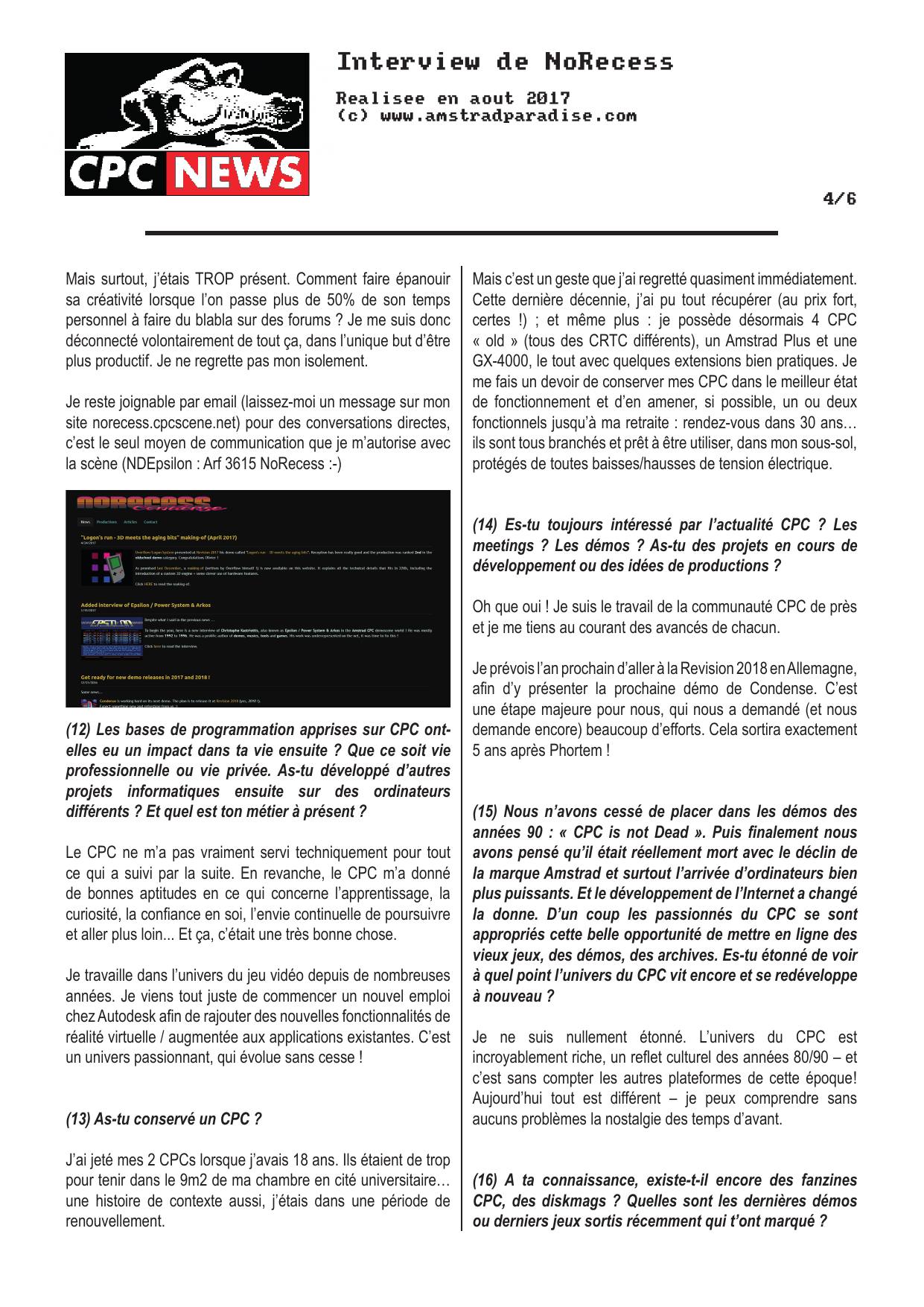 Page 4 of the interview, as published on Amstrad Paradise