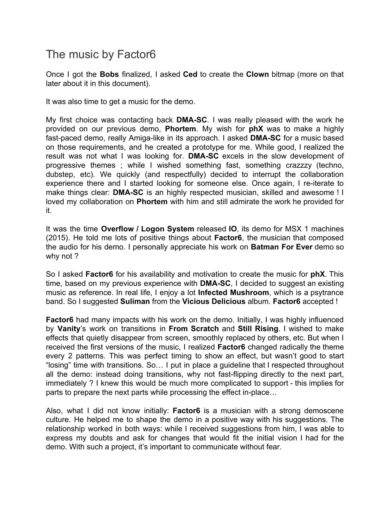 Page 9 of the phX making-of, as published
