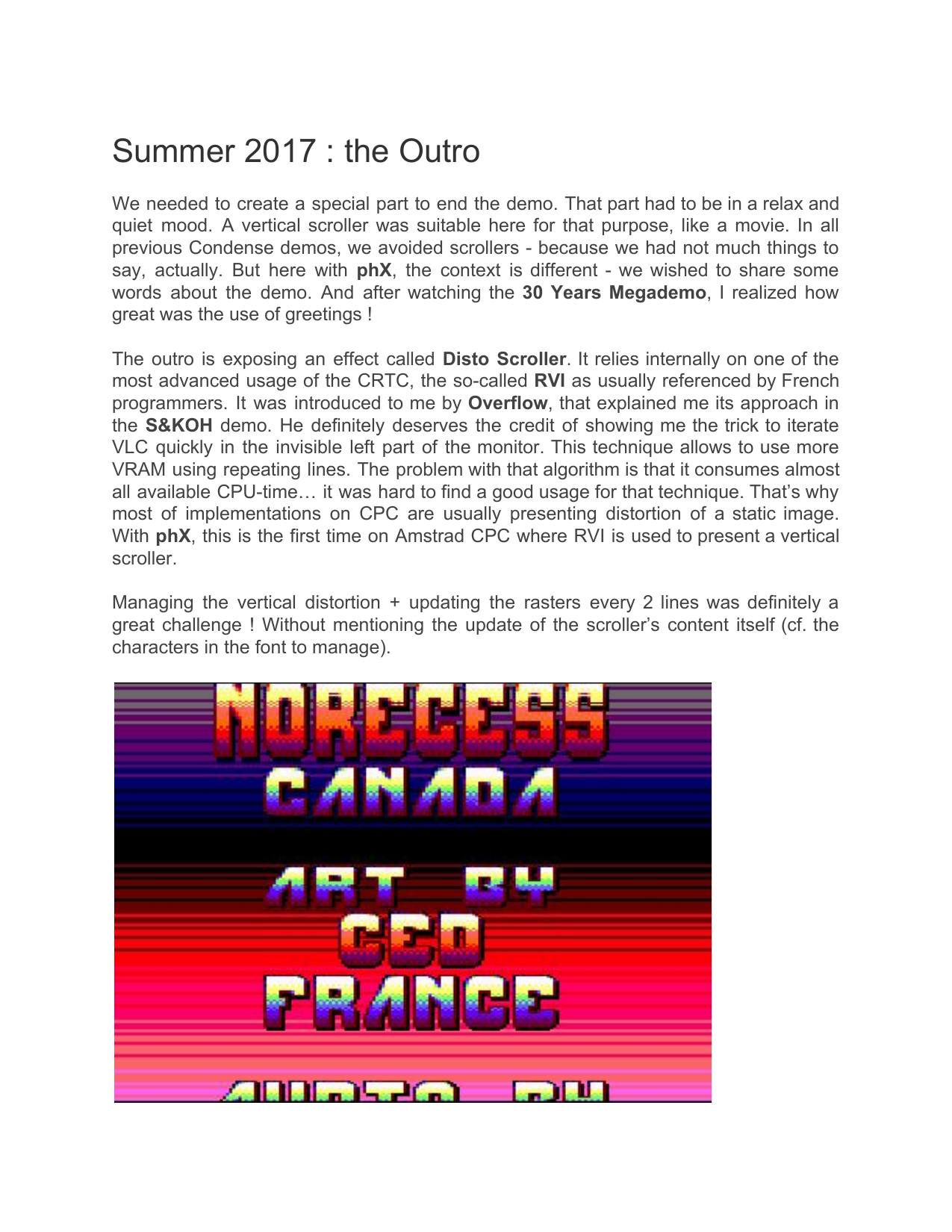 Page 22 of the phX making-of, as published