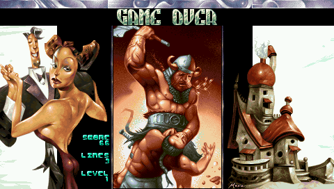 The game over screen