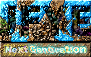 The splash screen: the letters JFYE cut from ice and stone, with Next Generation written underneath