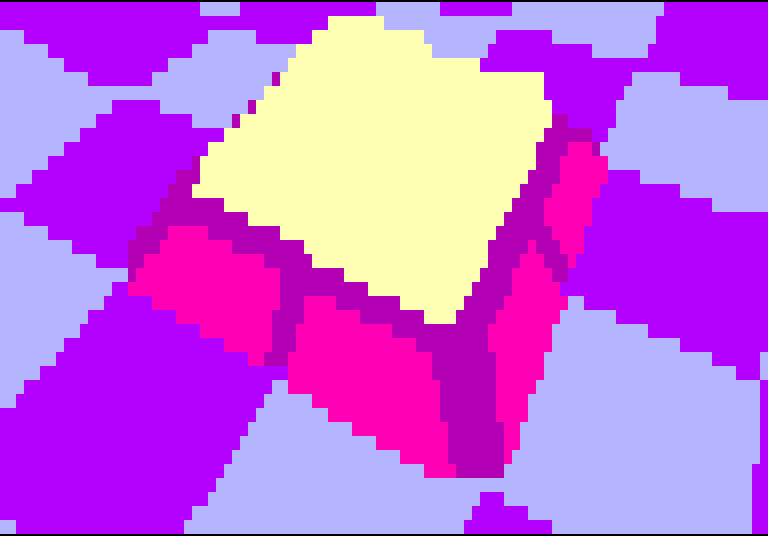 The animation player, on large coloured blocks
