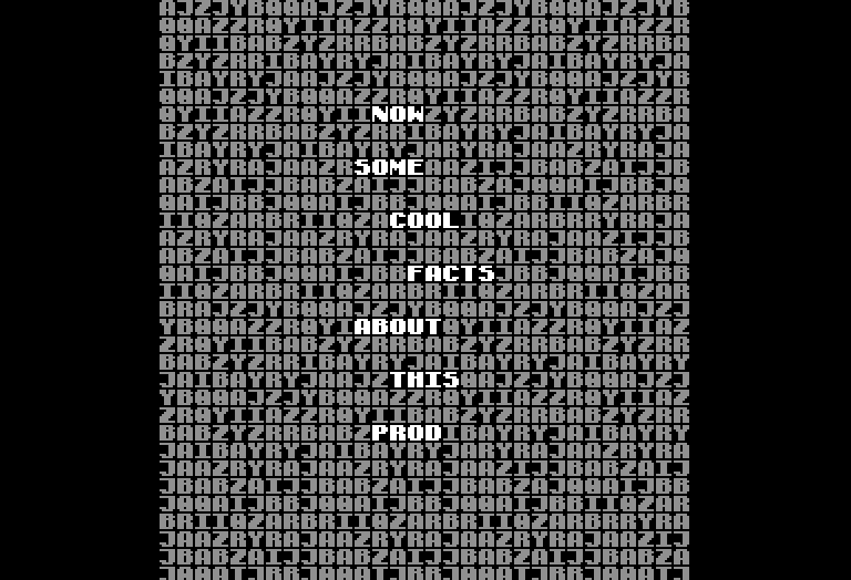 The credits, set in a field of small characters