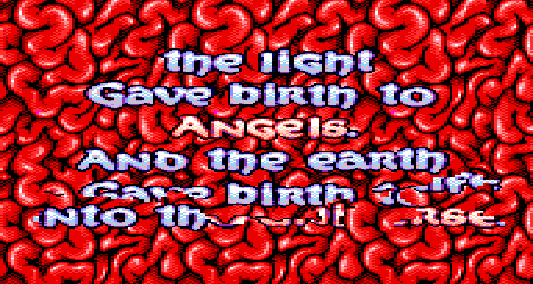 The opening text, over a field of red