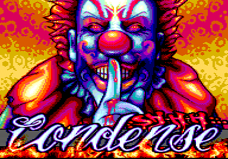A clown, above the Condense logo