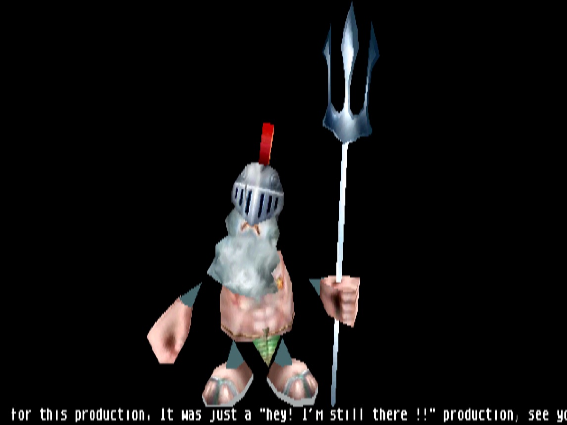 A knight with a plumed helmet holding a trident