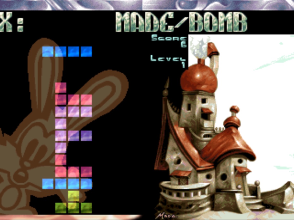The game playing itself, a tall stack of blocks building up