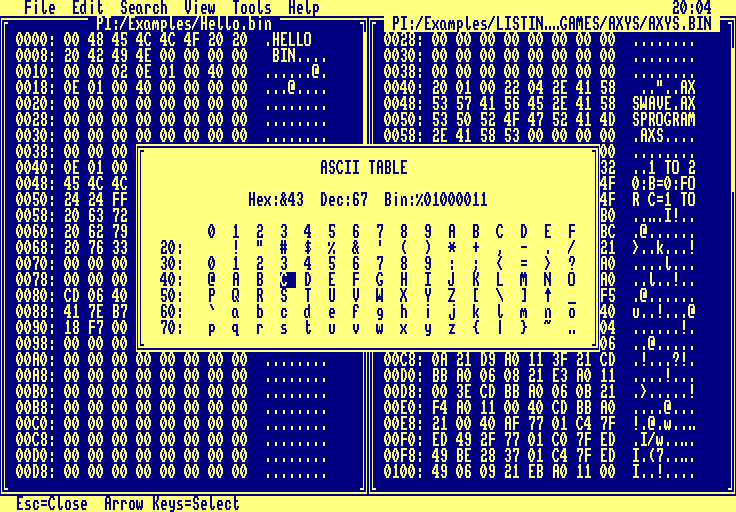 03 hexeditor showasciitable