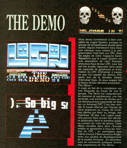 The Demo advertised in Amstrad 100% French magazine